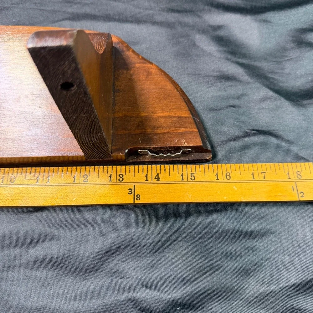 Vintage Wood Floating Wall Shelf Plate Groove Display Brown Semi Circle 16 Inch